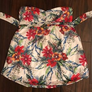 Strapless Floral Top